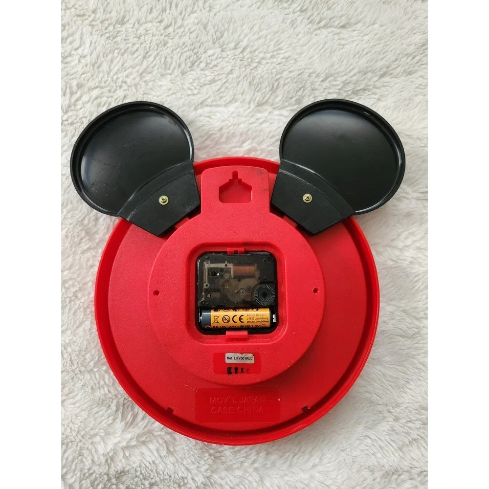 Vintage Disney Mickey Mouse Lorus Wall Clock Red w/ Black Ears Japan Movt Works